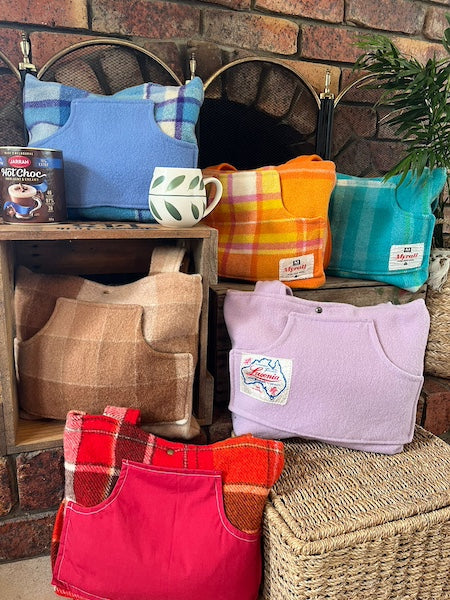 Vintage Wool Front Pocket Tote Bags