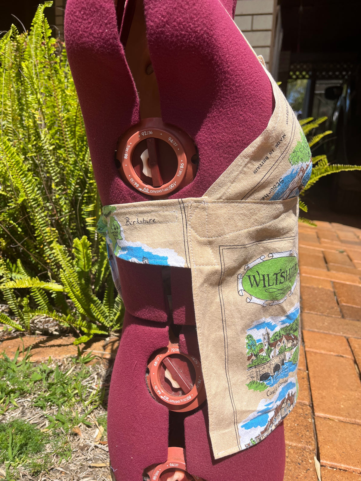 Vintage Tea towel “Wiltshire” halter neck top. Up to size 14