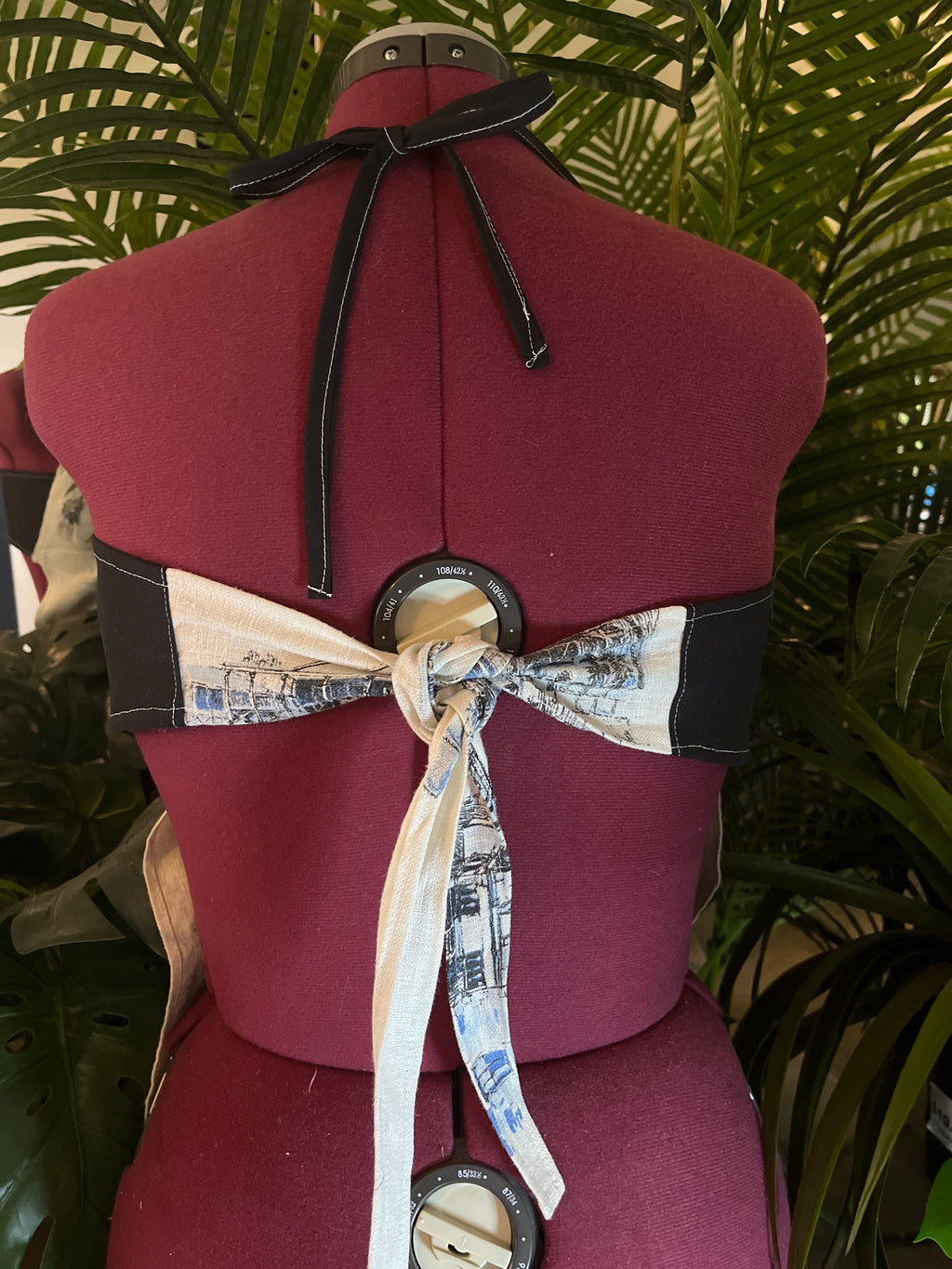 Vintage tea towel halter neck top- “Early Sydney” size 16A/B