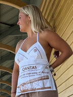 Tea towel halter neck top- “Qantas” size 8-14