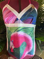Vintage tea towel halter neck top “Flamingo” Size 18A/B