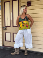 Vintage tea towel halter neck top. “Fruit”! Size 8-14