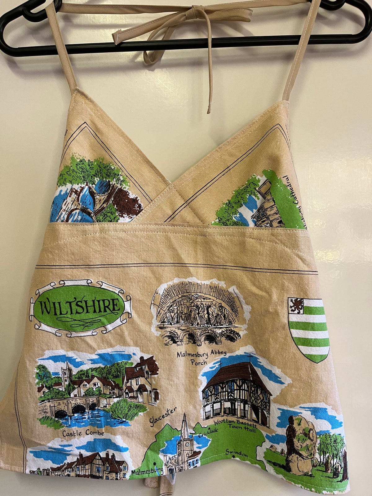 Vintage Tea towel “Wiltshire” halter neck top. Up to size 14