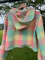 Jacket-Crop/Hooded. Vintage Woollen Blanket. Size 10-12