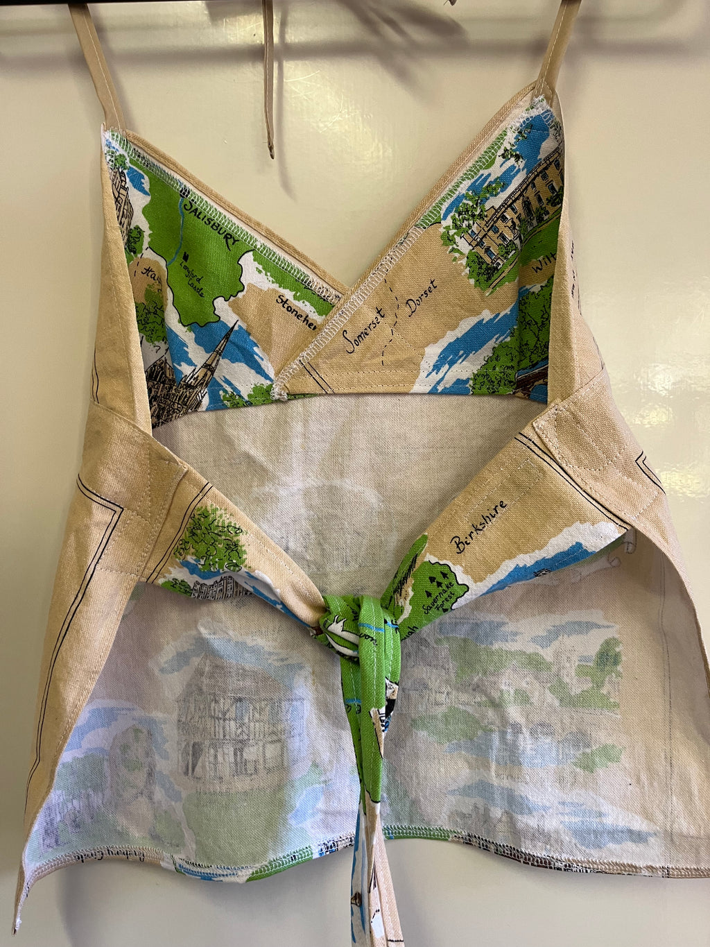 Vintage Tea towel “Wiltshire” halter neck top. Up to size 14