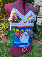 Vintage linen tea towel “Broome” halter neck top. Up to size 16