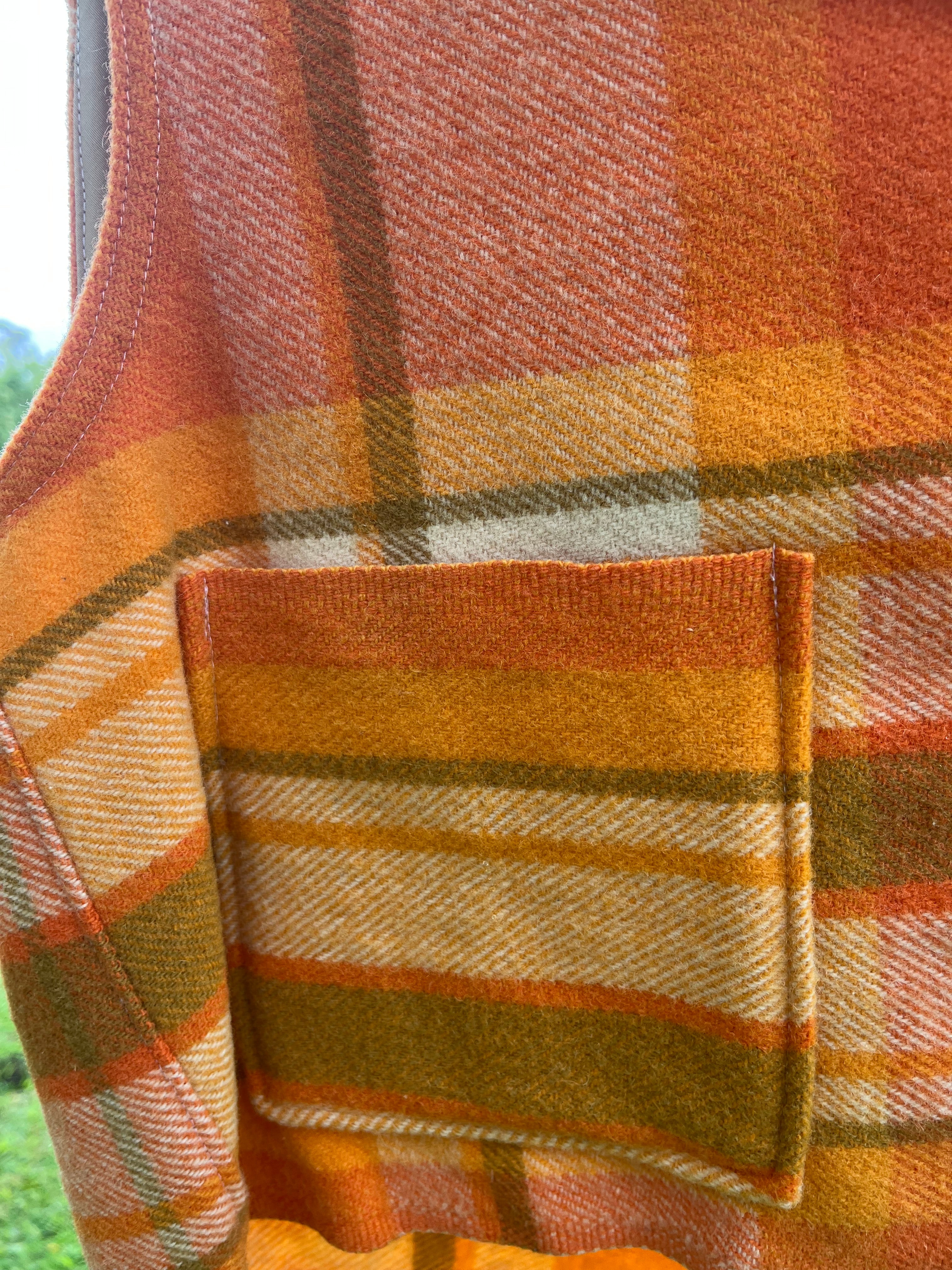 Vest-Vintage Woollen Blanket-Hooded-Crop. Size 10-12