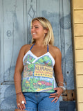 Vintage tea towel halter neck top. “Kuranda” size 8-18