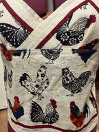 Pure linen “Roosters” halter neck top. Up to size 16