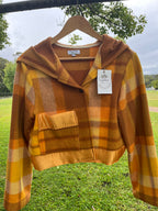 Jacket-Crop/Hooded. Vintage Woollen Blanket. Size 8-10