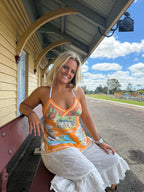 Vintage linen halter neck top. “Tasmania” size 8-18