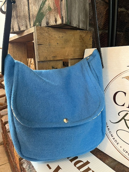 Gorgeous Blue Wool Vintage Blanket Messenger Bag by Clove Remade