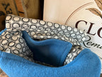 Blue Wool Blanket Messenger Bag with Funky Black and White Lining Fabric