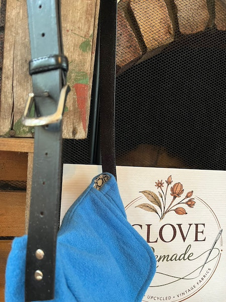 Strap Detail Blue Wool Blanket Messenger Bag by Clove-Remade