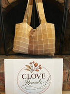 Rich caramel brown wool blanket tote bag, upcycled, original, vintage