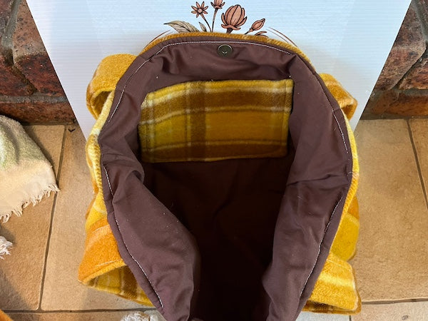 Vintage Wool Blanket Tote Bag Oversized - Autumn Orange