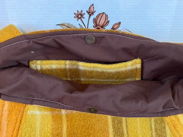 Vintage Wool Blanket Tote Bag Oversized - Autumn Orange