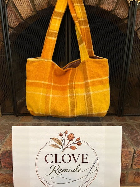 Vintage Wool Blanket Tote Bag Oversized - Autumn Orange