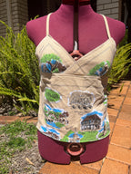 Vintage Tea towel “Wiltshire” halter neck top. Up to size 14