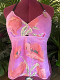 Vintage tea towel halter neck floral top. Size 16A/B