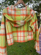 Jacket-Vintage Woollen Blanket- Crop/Hooded. Size 8-10