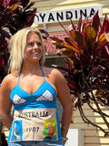 Vintage linen halter neck top, 1987 Australia. Size 8-18