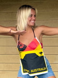 Vintage tea towel halter neck top “Outback Australia” Size 12A/B