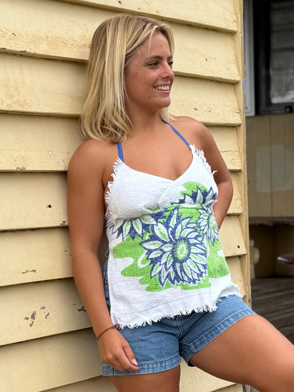 Vintage hand towel halter neck top Size 12C/D