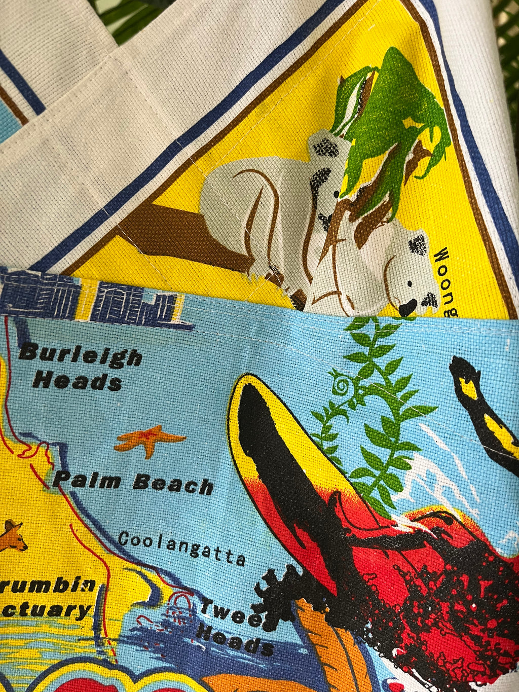 Vintage tea towel halter neck top “Gold Coast” Size 14A/B