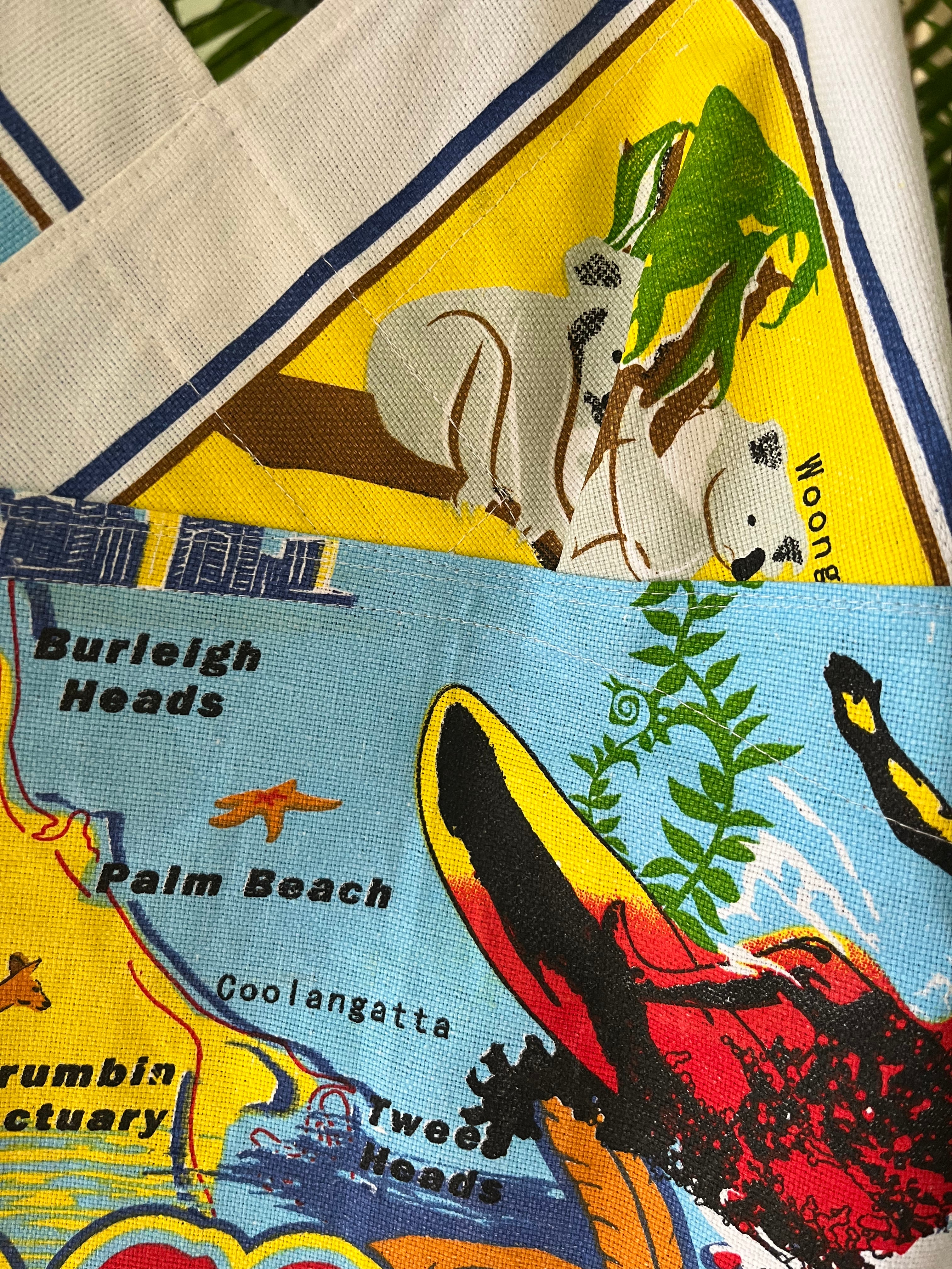 Vintage tea towel halter neck top “Gold Coast” Size 14A/B
