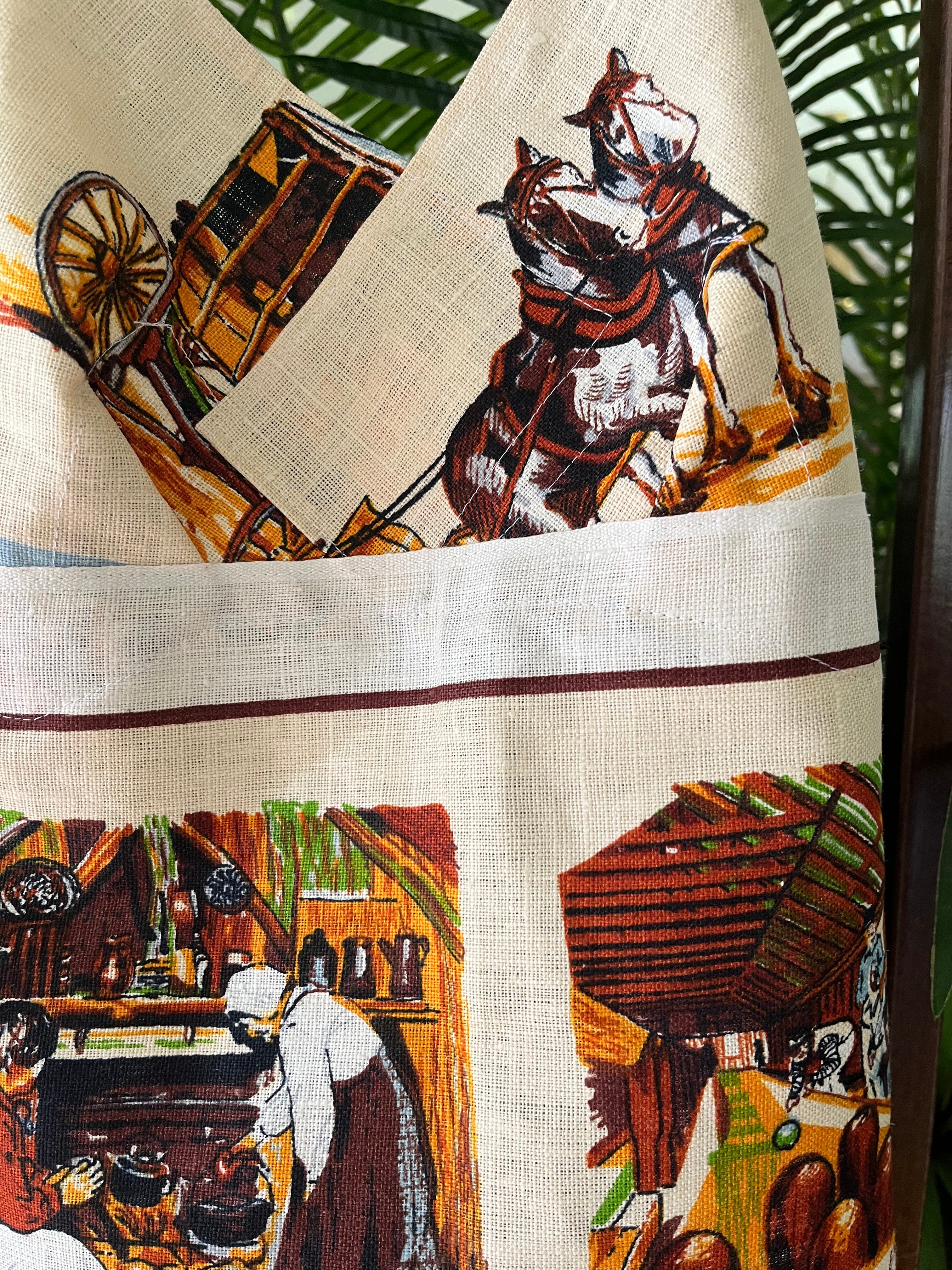 Vintage tea towel halter neck top “Soverign Hill Ballarat” Size 14B/C