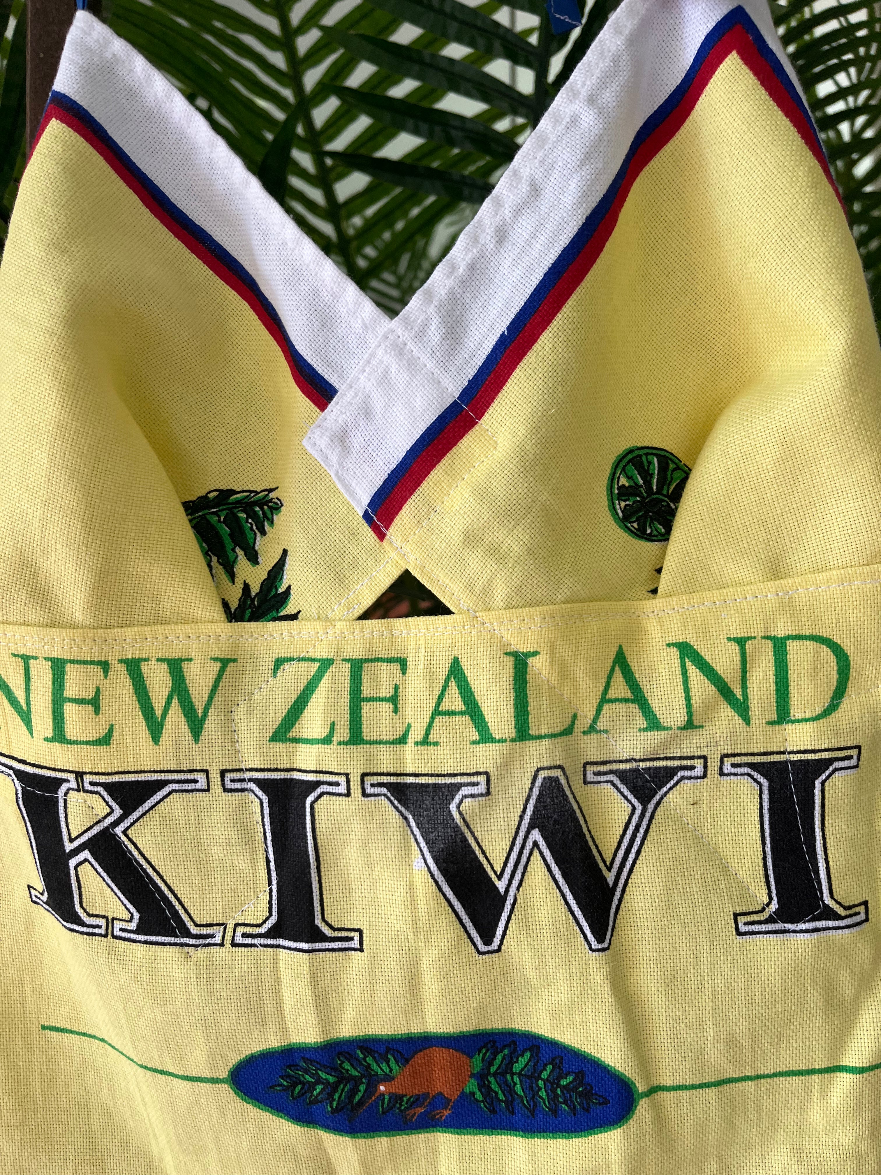 Vintage tea towel halter neck top “New Zealand Kiwi” Size 14D