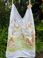 Vintage linen halter neck top “Kangaroo’s” Size 14B/C