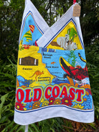 Vintage tea towel halter neck top “Gold Coast” Size 14A/B