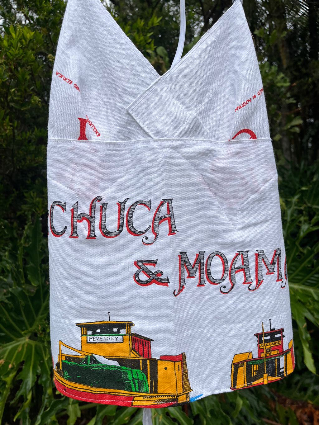Vintage tea towel halter neck top “Echuca &Moama” Size 14 A/B