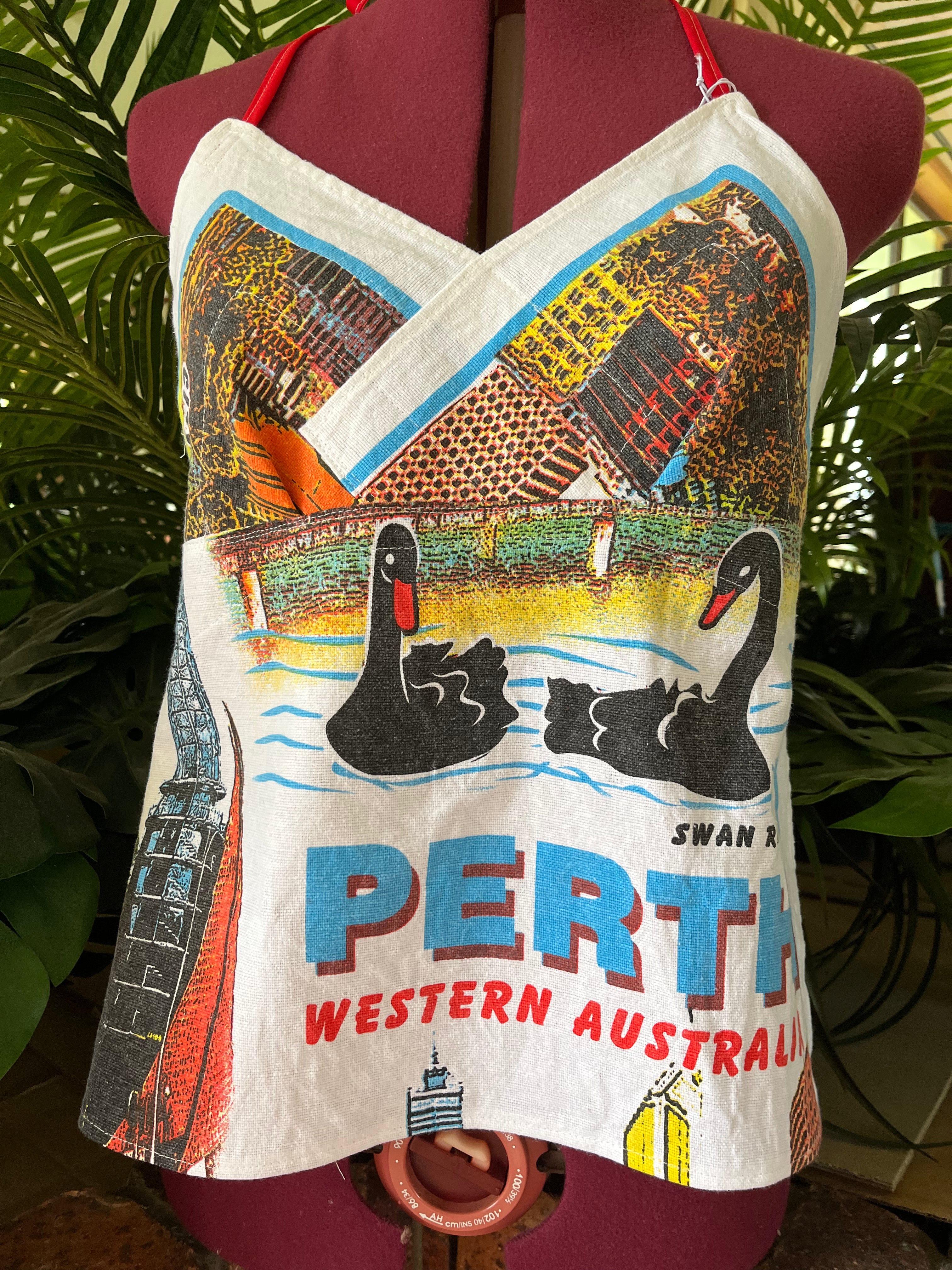 Vintage tea towel halter neck top- “Perth” Size 14A/B