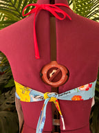 Vintage tea towel halter neck top “Gold Coast” Size 14A/B