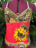 Vintage tea towel halter neck top “Sunflower’s” Size 14B/C