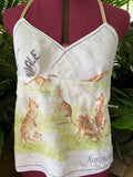 Vintage linen halter neck top “Kangaroo’s” Size 14B/C