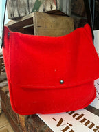 Brilliant Red Wool Messenger Bag - one-of-a-kind vintage beauty by Clove-Remade