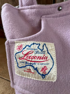 Lilac Front Pocket Upcycled Wool Blanket Tote Bag Vintage Label Feature