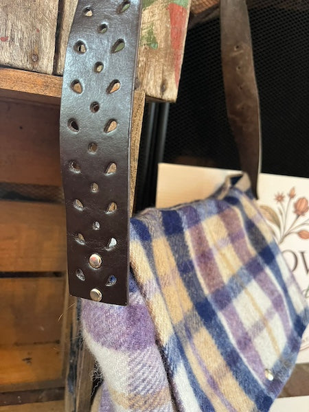 Strap Detail Mauve Wool Blanket Messenger Bag by Clove Remade