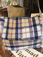 Mauve Plaid Vintage Wool Blanket Messenger Bag Large by Clove Remade