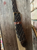 Orange Plaid Recycled Wool Messenger Bag Woven Leather Belt Strap