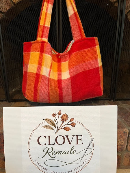 Oversized Vintage Red Wool Blanket Tote Bag by Clove Remade