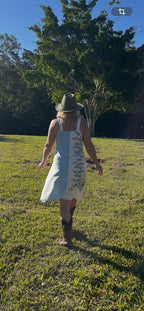 Pinafore Dress Bluebell Meadow back view promo shot