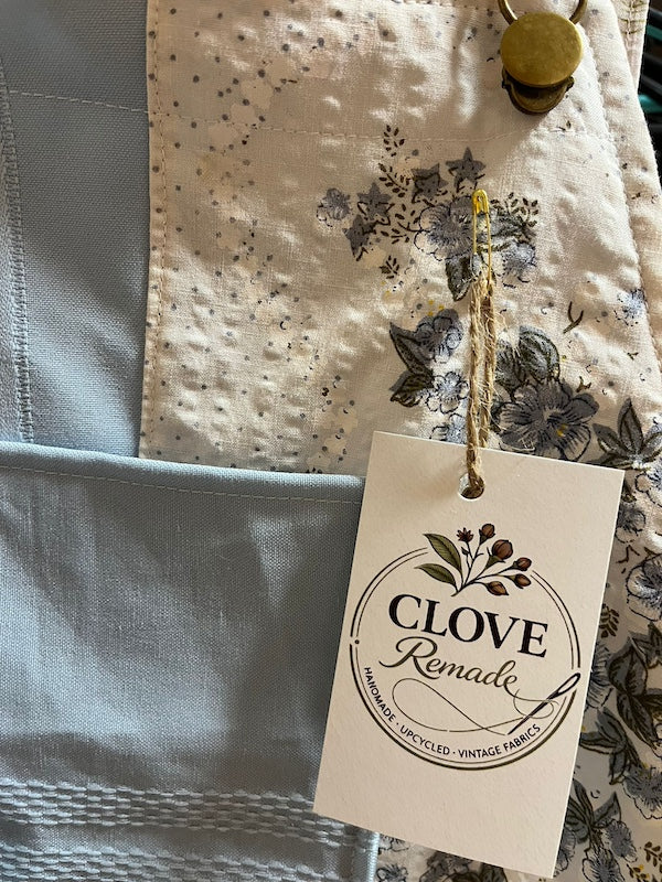Vintage Upcycled Bluebell Meadow Pinafore Pocket Feature by Clove Remade