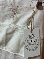 PInafore Dress Upcycled Blush Blossom Ivory Linen vintage pocket detail