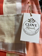 Pinafore Dress Upcycled Artistic Retro Coral and Citrus Plaid Pocket Detail