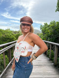 Embroidered Doily Halter Neck Top. Up to Size 12.